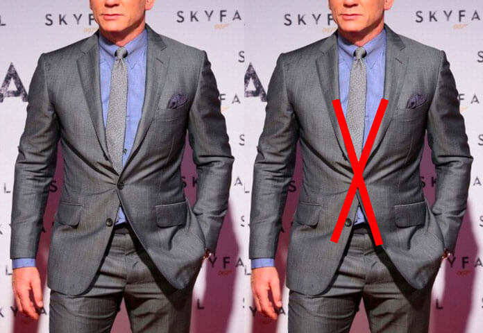 Illustration of suit button stance 
