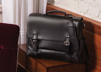 Men's black leather briefcase 