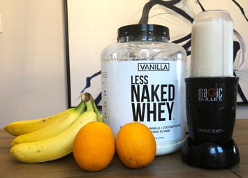 Naked Nutrition's Less Naked Whey Protein and the Magic Bullet blender