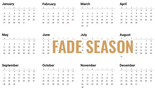 Calendar showing when to get a fade haircut
