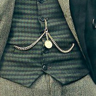 Man wearing a double albert pocket watch 