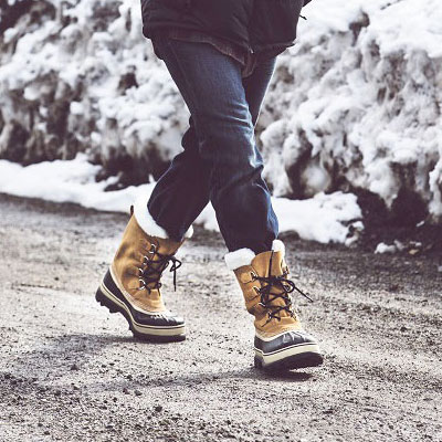 Man walking in Sorel snow boots