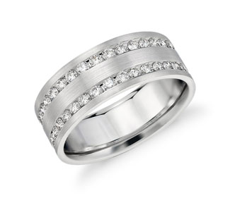 Double Inlay Diamond Wedding Ring