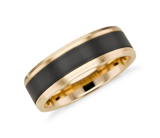 Black Titanium and 14k Yellow Gold Ring