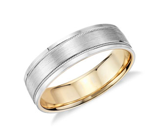Milgrain Brushed Inlay Wedding Ring