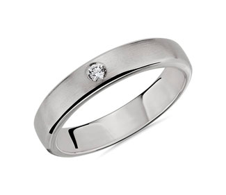 Brushed Single Diamond Wedding Ring