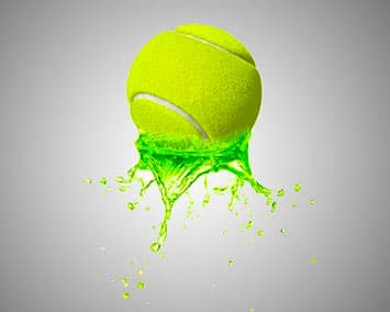 Tennis ball soaked in green water