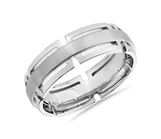 Modern Link Edge Wedding Ring