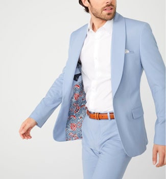 Man wearing light blue suit