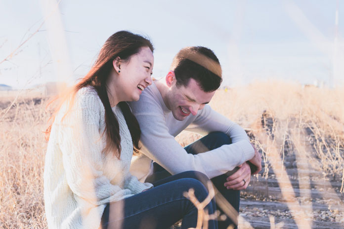Young couple laughing 