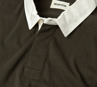 The collar of the Taylor Stitch Rugby Shirt