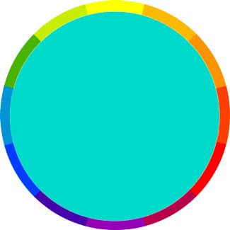 A color wheel with turquoise in the middle