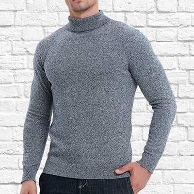 Man wearing gray tutleneck sweater