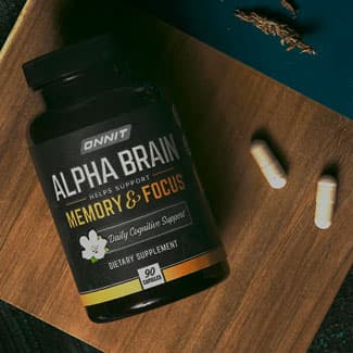 Onnit Alpha Brain bottle and pills