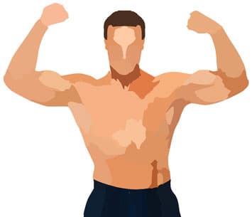 Illustration of man flexing shirtless