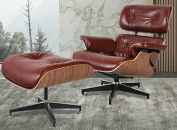Bonique Tufted Top Grain Leather Swivel Lounge Chair & Ottoman