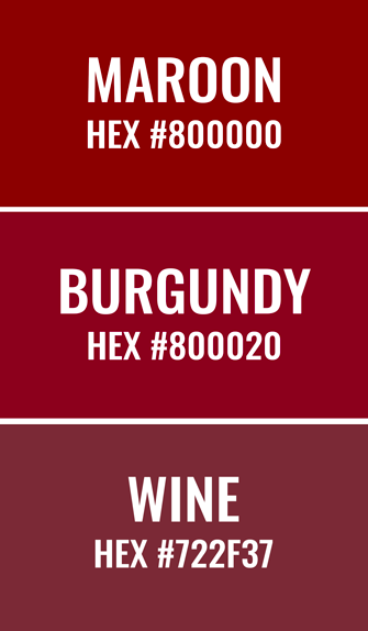 hex codes for maroon, burgundy and wine colors