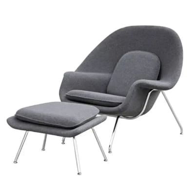 Womb Grey Wool Lounge Chair & Ottoman