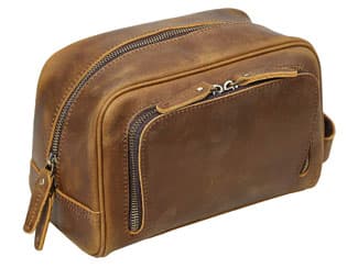 Brown vintage leather dopp kit