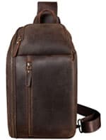 Brown leather sling bag