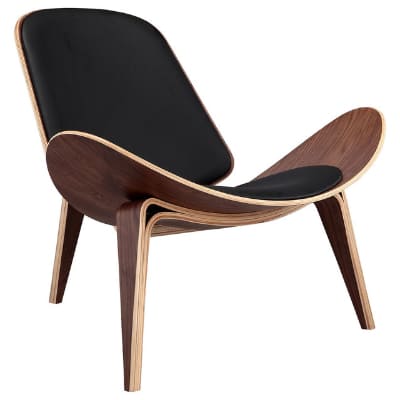 Designer Plywood Dark Wood Low Lounge Shell Chair