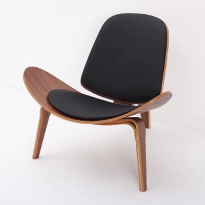 Homary Modern Tripod Black Leather Lounge Chair