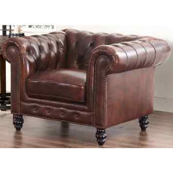Grand Chesterfield Brown Top Grain Leather Armchair