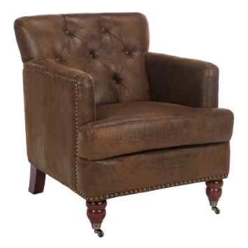 Manchester Antiqued Brown Tufted Club Chair
