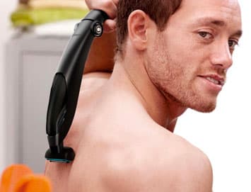 Man shaving his back with the Norelco Bodygroom 3100