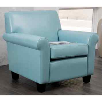 Yonkers Blue Leather Club Chair