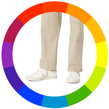 khaki pants in a color wheel
