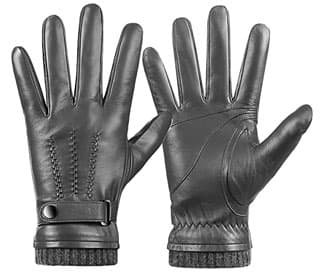 gray leather gloves