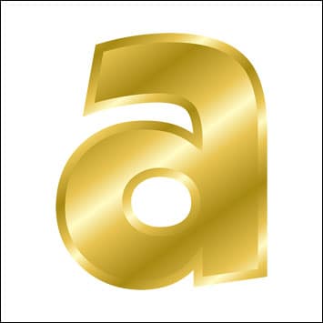 The letter a in gold