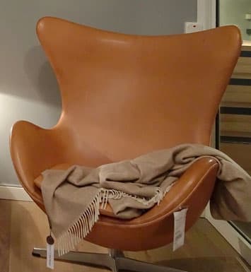An original Egg Chair, pictured in the Republic of Fritz Hansen showroom