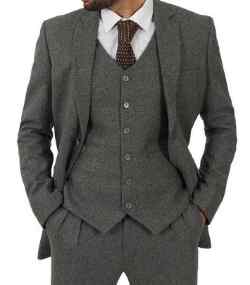 Mens Gangster Style Shelby Three Piece Gray Suit