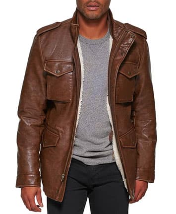 Leather field jacket