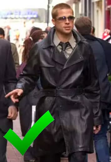 Brad Pitt in a Leather trench coat in Ocean's 12