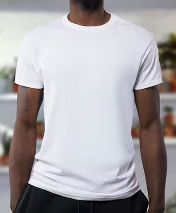 Black man wearing plain white t-shirt