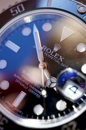 Close up of Rolex Submariner dial