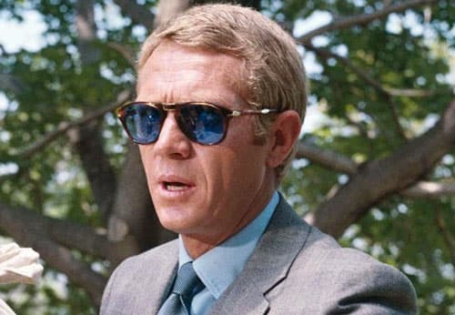 Steve McQueen wearing Persol sunglasses in the Thomas Crown Affair