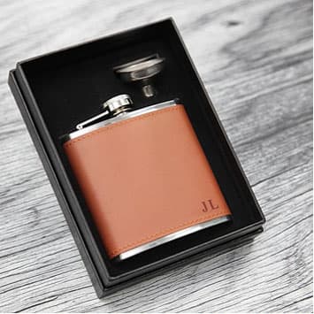 Personalized leather flask