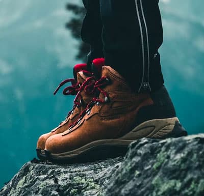 hiking boots on mountain 