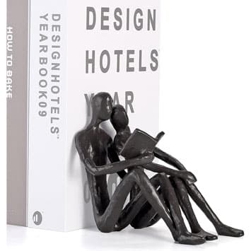 Reading couple sculpted bookend