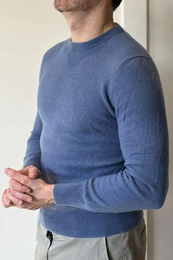 Irreverent Gent founder Dave Bowden wearing a Nadaam cashmere sweater