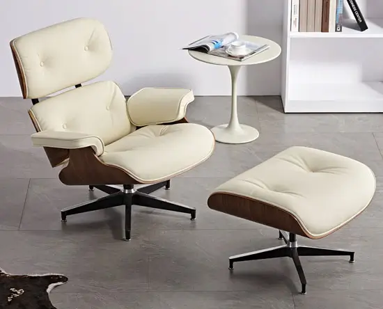 Bed, Bath & Beyond Mid-century Modern Leather Arm Chair and Ottoman Set
