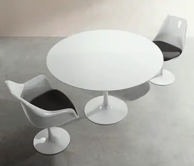Eternity Modern White Lacquer Tulip Dining Table