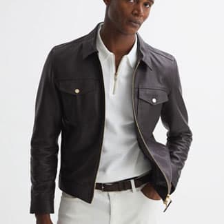 Reiss slim-fit leather jacket