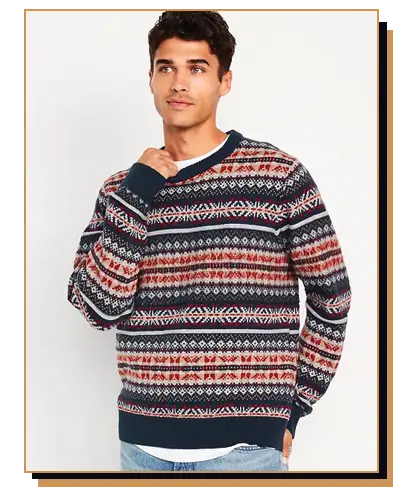 Man wearing a Fair Isle sweater