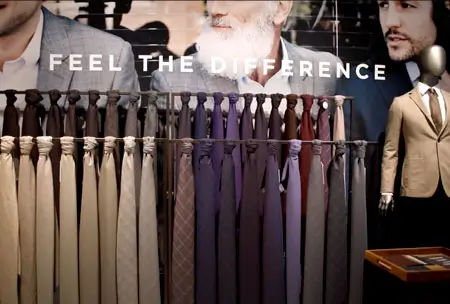 Photo of fabric samples in Indochino store