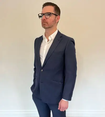Dave Bowden wearing blue Indochino suit